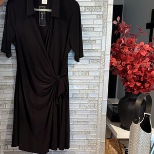 MSK Black Midi Wrap Dress with Side Knot